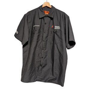 Nascar Technical Institute Embroidered Gray Work Shirt XL Button-Up Short Sleeve